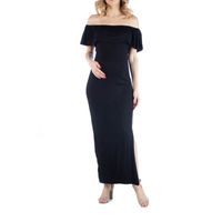 24/7 Comfort Apparel Off Shoulder Ruffle Detail Maxi Dress