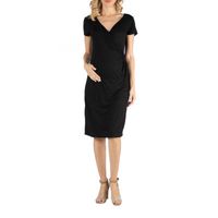 24/7 Comfort Apparel Faux Wrapover Dress with Cap Sleeves