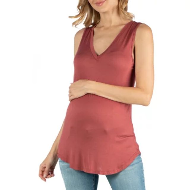 24seven Comfort Apparel 24/7 Comfort Apparel-Maternity Womens Scoop Neck  Short Sleeve Tunic Top