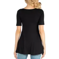 24/7 Comfort Apparel Cap Sleeve Tunic Top with Buttons