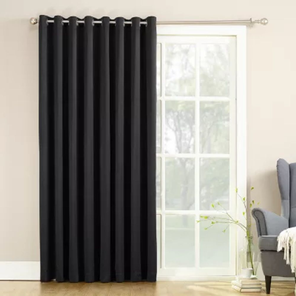 Sun Zero Emory 100"W X 84"L Energy Saving Light-Filtering Grommet Top Single Patio Door Curtain