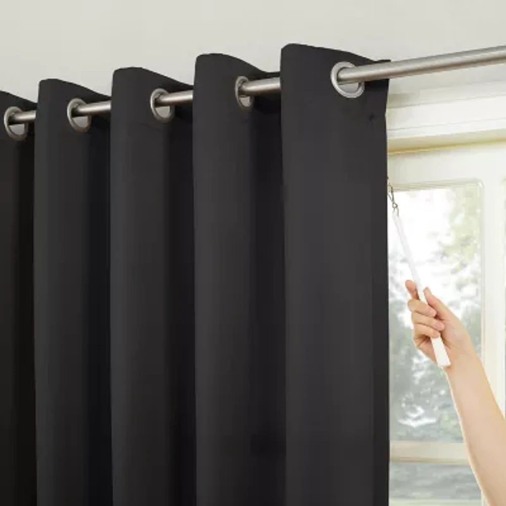 Sun Zero Emory 100"W X 84"L Energy Saving Light-Filtering Grommet Top Single Patio Door Curtain