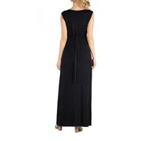 24/7 Comfort Apparel V Neck Sleeveless Maxi Dress with Belt