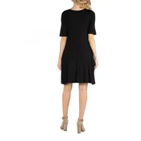 24/7 Comfort Apparel Soft Flare T-Shirt Dress With Pockets