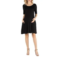 24/7 Comfort Apparel Soft Flare T-Shirt Dress with Pockets