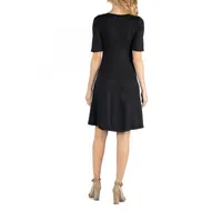 24/7 Comfort Apparel Knee Length A Line Elbow Sleeve Dress