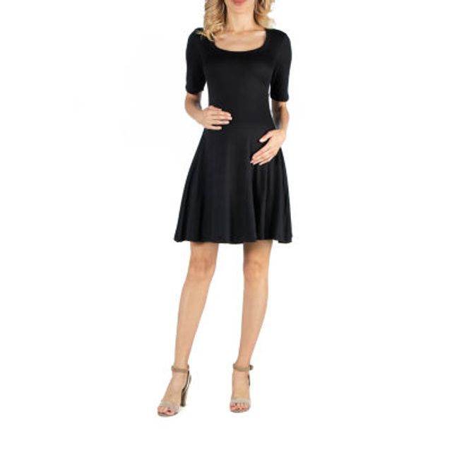 Women's 24seven Comfort Apparel Knee Length Fit & Flare Cold Shoulder Dress