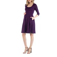 24/7 Comfort Apparel Scoop Neck  Fit and Flare Dress