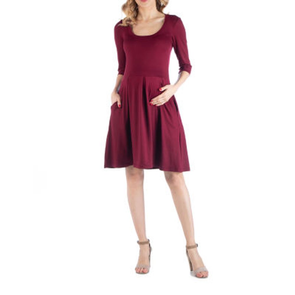 24/7 Comfort Apparel Scoop Neck Fit and Flare Dress