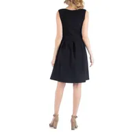 24/7 Comfort Apparel Sleeveless Pleated Dress with Pockets