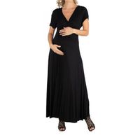 24/7 Comfort Apparel Cap Sleeve V-Neck Maxi Dress