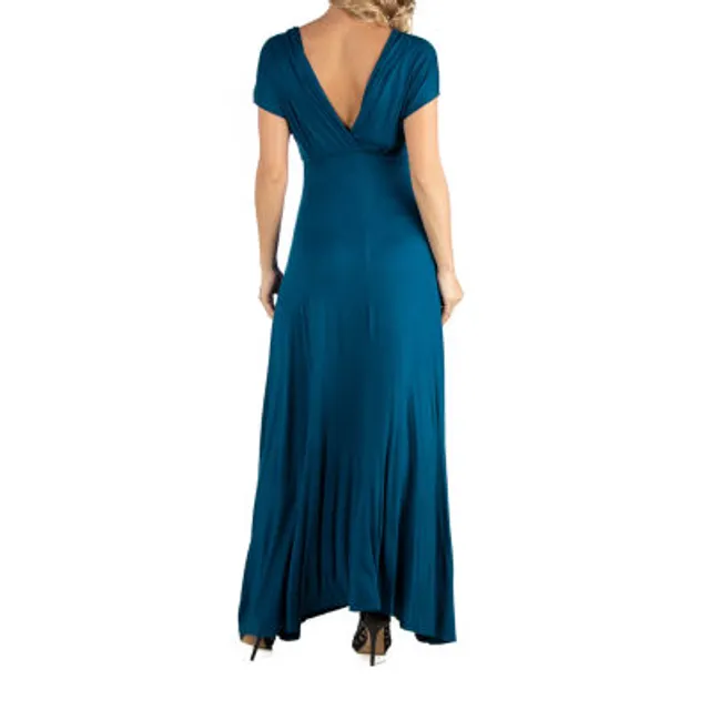 24seven Comfort Apparel 24/7 Comfort Apparel Cap Sleeve V-Neck Maxi Dress