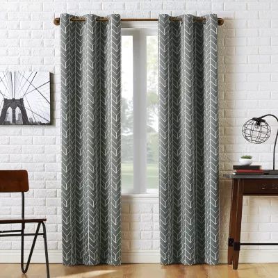 Sun Zero Kenwood Chevron Energy Saving Blackout Grommet Top Single Curtain Panel