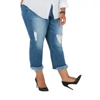 Poetic Justice - Plus Stretch Fabric Womens Straight Leg Boyfriend Jean