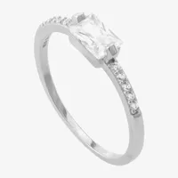 Womens Cubic Zirconia Sterling Silver Round Cocktail Ring