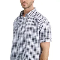 Haggar Mens Regular Fit Short Sleeve Plaid Button-Down Shirt