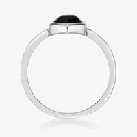 Womens Genuine Black Onyx Sterling Silver Round Cocktail Ring