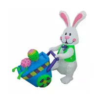 National Tree Co. Easter Bunny With Wheelbarrow Lighted Outdoor Inflatable Decor