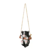 National Tree Co. Black Kitten On A Swing Solid Wall Sculpture