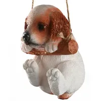 National Tree Co. King Charles Cavalier Puppy On A Swing Solid Wall Sculpture