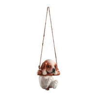 National Tree Co. King Charles Cavalier Puppy On A Swing Solid Wall Sculpture