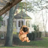 National Tree Co. Pug Puppy On A Swing Solid Wall Sculpture