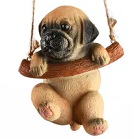 National Tree Co. Pug Puppy On A Swing Solid Wall Sculpture