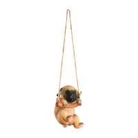 National Tree Co. Pug Puppy On A Swing Solid Wall Sculpture