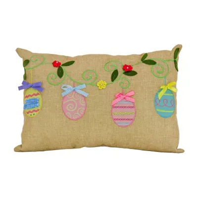 National Tree Co.  Decorated Eggs Easter Rectangular Throw Pillow