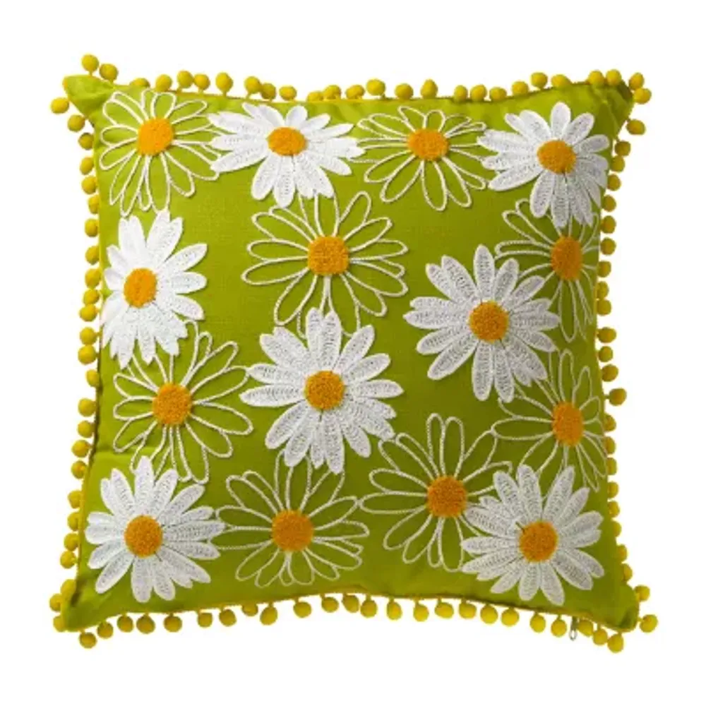 National Tree Co. Spring With Daisy Flowers Square Throw Pillow