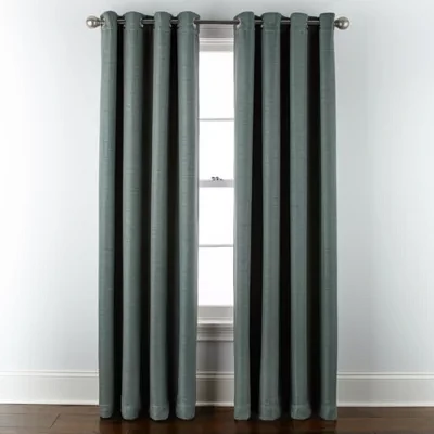 Linden Street Gwen Basketweave Light-Filtering Grommet Top Single Curtain Panel