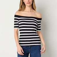 a.n.a Womens Off the Shoulder Short Sleeve Top