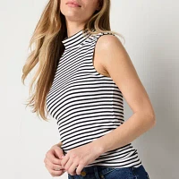 a.n.a Womens Ribbed Sleeveless Mock Neck Top