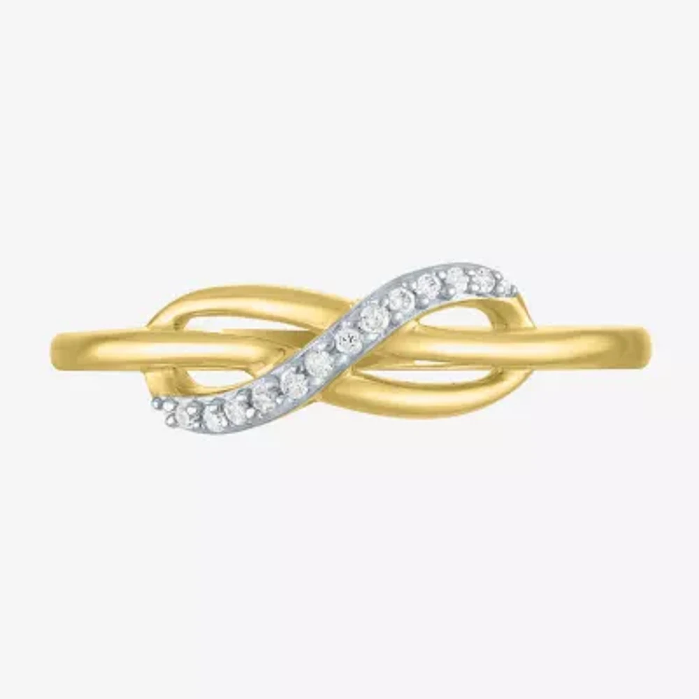 Diamond Accent (G-H / I1-I2) Womens Lab Grown White 10K Gold Infinity Cocktail Ring
