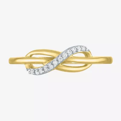 Diamond Accent (G-H / I1-I2) Womens Lab Grown White 10K Gold Infinity Cocktail Ring
