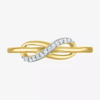 Diamond Accent (G-H / I1-I2) Womens Lab Grown White 10K Gold Infinity Cocktail Ring