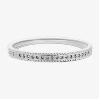 Sparkle Allure Rope Edge Pure Silver Over Brass Bangle Bracelet