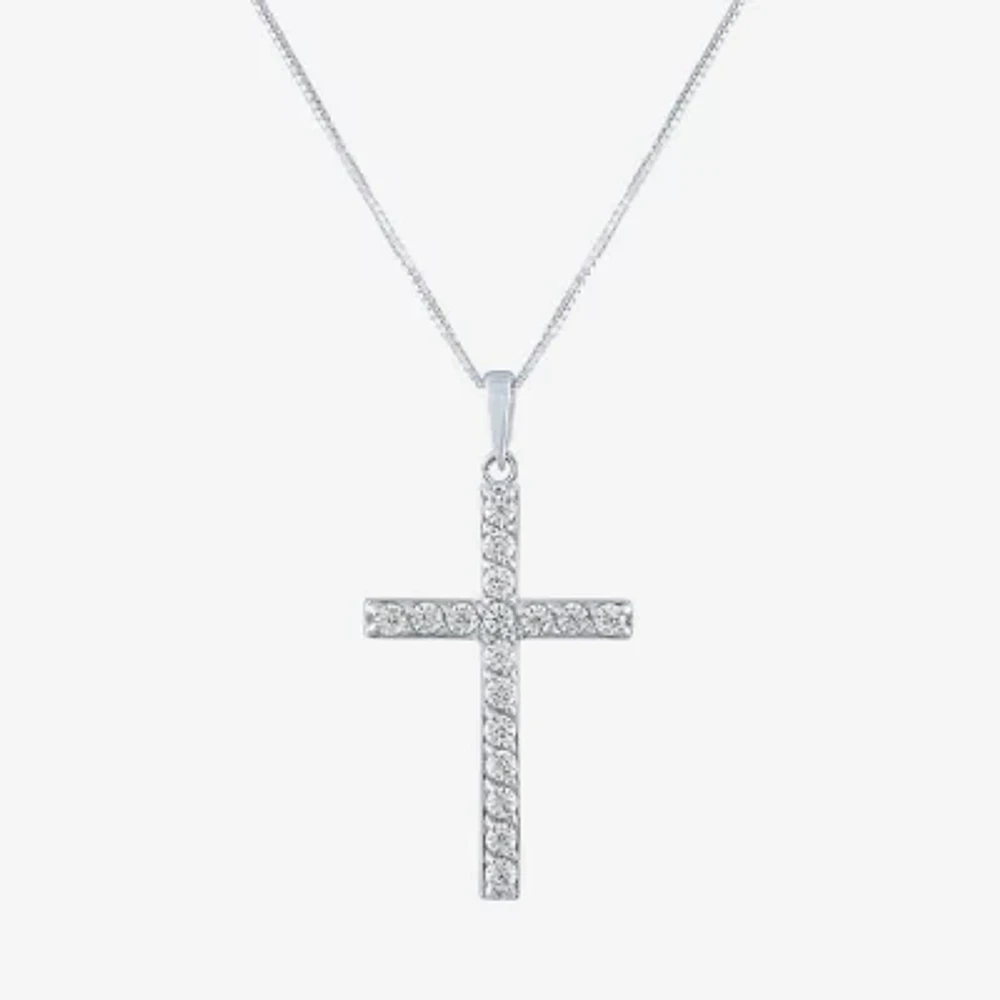 (G-H / Si2-I1) Womens 1/3 CT. T.W. Lab Grown White Diamond 10K or Yellow Gold Cross Pendant Necklace