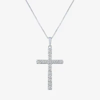 (G-H / Si2-I1) Womens 1/3 CT. T.W. Lab Grown White Diamond 10K or Yellow Gold Cross Pendant Necklace
