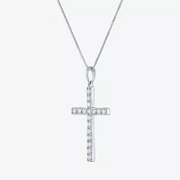 (G-H / Si2-I1) Womens 1/3 CT. T.W. Lab Grown White Diamond 10K or Yellow Gold Cross Pendant Necklace