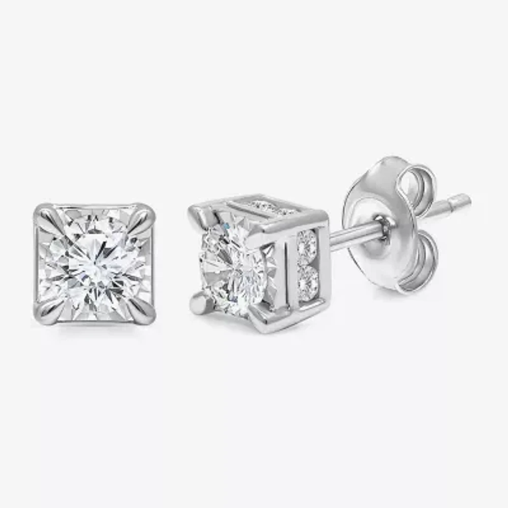 Tru Miracle 1 CT. T.W. Lab Grown White Diamond 10K White Gold 5.6mm Stud Earrings