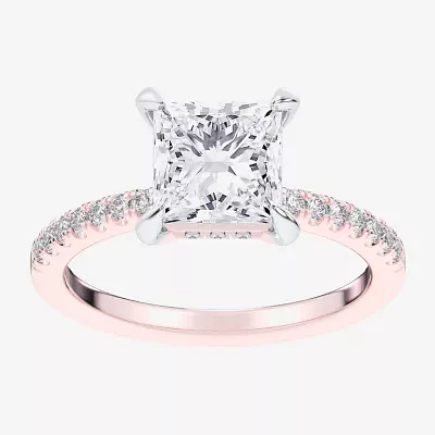 (G-H / Si1-Si2) Womens 2 1/4 CT. T.W. Lab Grown White Diamond 14K Gold Side Stone Engagement Ring