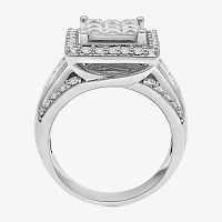 (I / I1) Womens 2 CT. T.W. Lab Grown Diamond 10K White Gold Side Stone Halo Engagement Ring