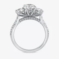 Love Lives Forever (G / Si1-Si2) Womens 3 CT. T.W. Lab Grown White Diamond 10K Gold Round Side Stone 3-Stone Engagement Ring