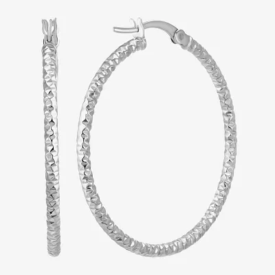 Sterling Silver 33mm Round Hoop Earrings