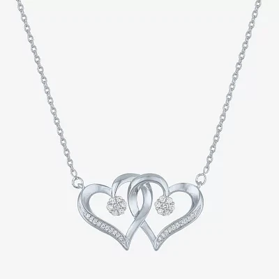 Diamond Blossom (G-H / Si2-I1) Womens 1/10 CT. T.W. Lab Grown White Diamond Sterling Silver Heart Pendant Necklace