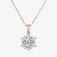 Diamond Blossom (G-H / Si2-I1) Womens 1/10 CT. T.W. Lab Grown White Diamond 14K Rose Gold Over Silver Pendant Necklace