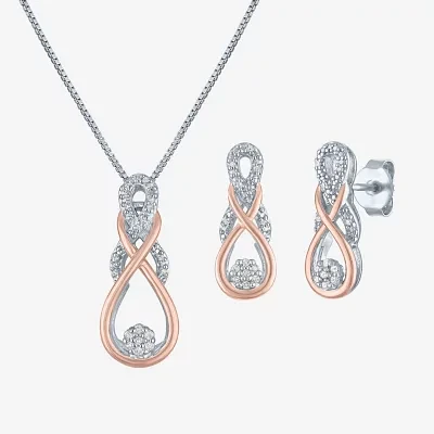 Diamond Blossom (G-H / I1-I2) 1/10 CT. T.W. Lab Grown White Diamond 14K Rose Gold Over Silver Sterling Silver 2-pc. Jewelry Set