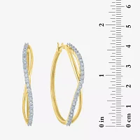 (G-H / I1-I2) 1/10 CT. T.W. Lab Grown White Diamond 14K Gold Over Silver 36mm Hoop Earrings