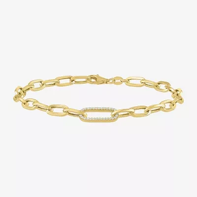 (G-H / I1-I2) 14K Gold Over Silver 8 Inch Paperclip Chain Bracelet